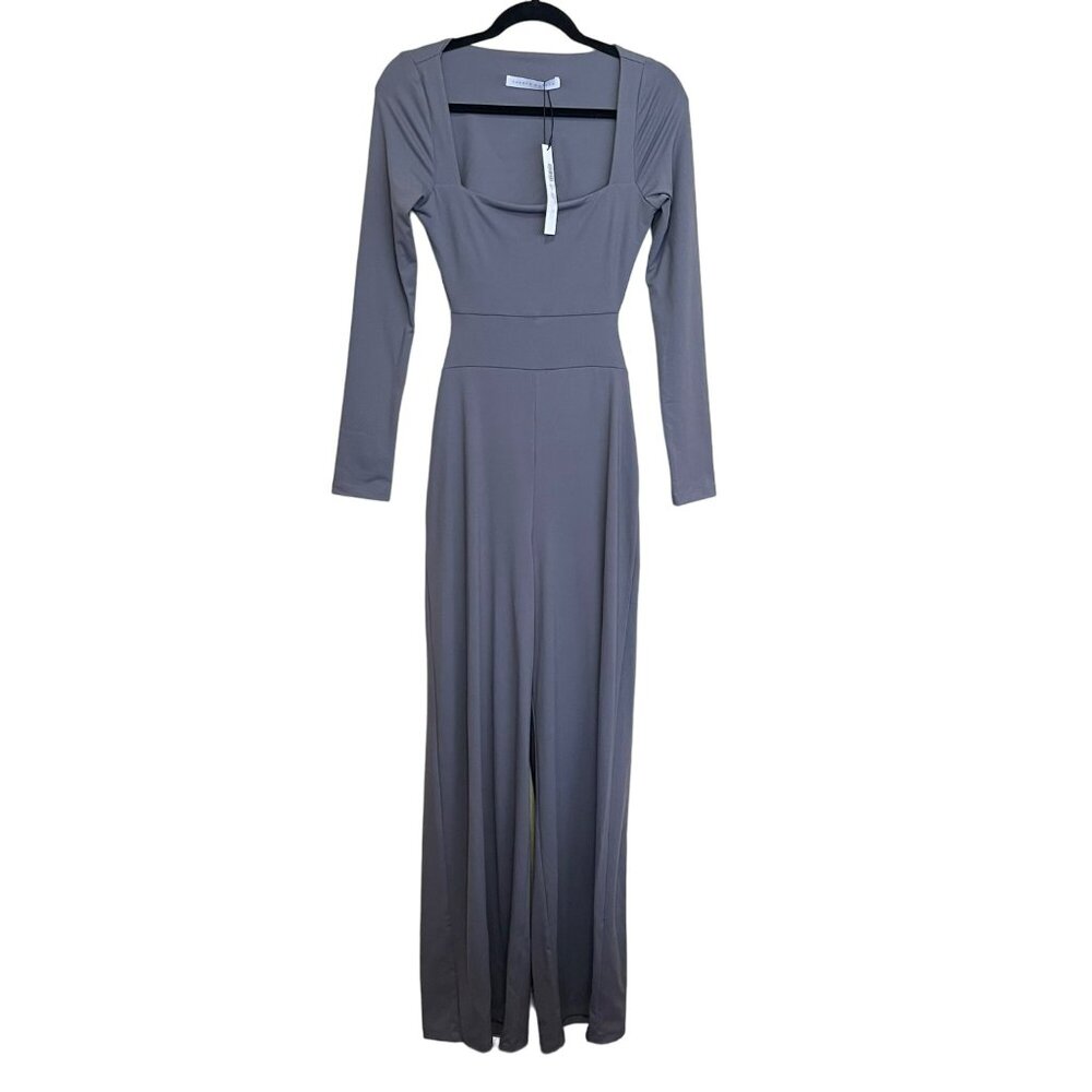 Susana Monaco Jumpsuit Gray Jersey Long Sleeve Cutout Size Small NWT - Picture 2 of 8